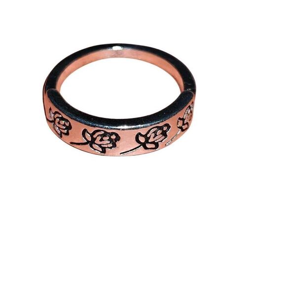 Silver Rose Engraved Simple Boho Ring - Picture 1 of 3